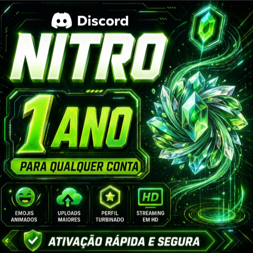 Discord Nitro - Gift Card de 1 ano Qualquer conta